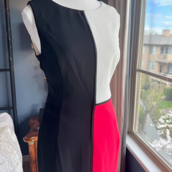 Nue By Shani Shapewear Black White and Coral Colourblock Dress - Picture 5 of 14